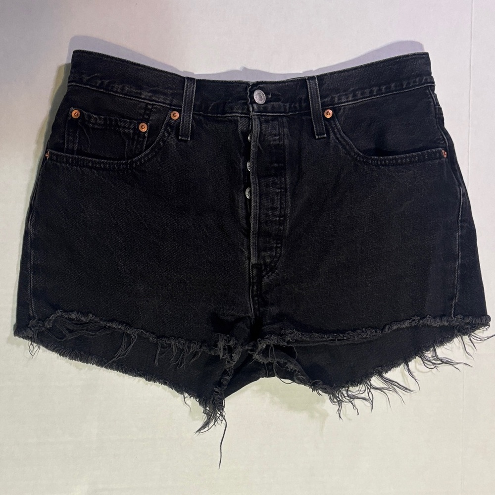 Levi's Black Frayed Jean Shorts